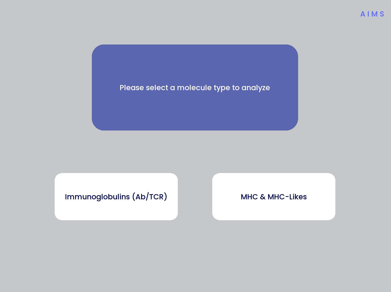 The launch screen of the AIMS GUI
